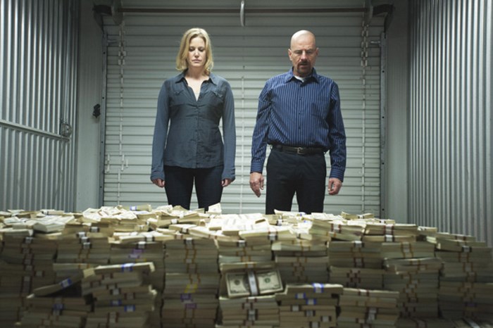 Skyler White (Anna Gunn) and Walter White (Bryan Cranston) - Breaking Bad - Season 5, Episode 8 - Photo Credit: Lewis Jacobs/AMC